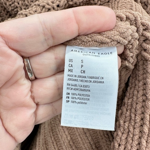 AMERICAN EAGLE Oversized green-brown large knit woman bohemian casual sweaters - Picture 14 of 16